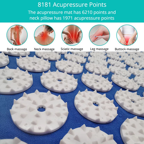 Acupressure Mat Sensi Massage Mat Pillow Set  applicator for Neck Foot Yoga Mat with Needle Back Cushion