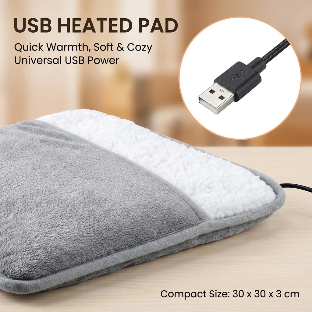 Winter Electric Foot Heating Pad USB Charging Soft Plush Washable Foot Warmer Heater Improve Sleeping Household Foot Warming Mat