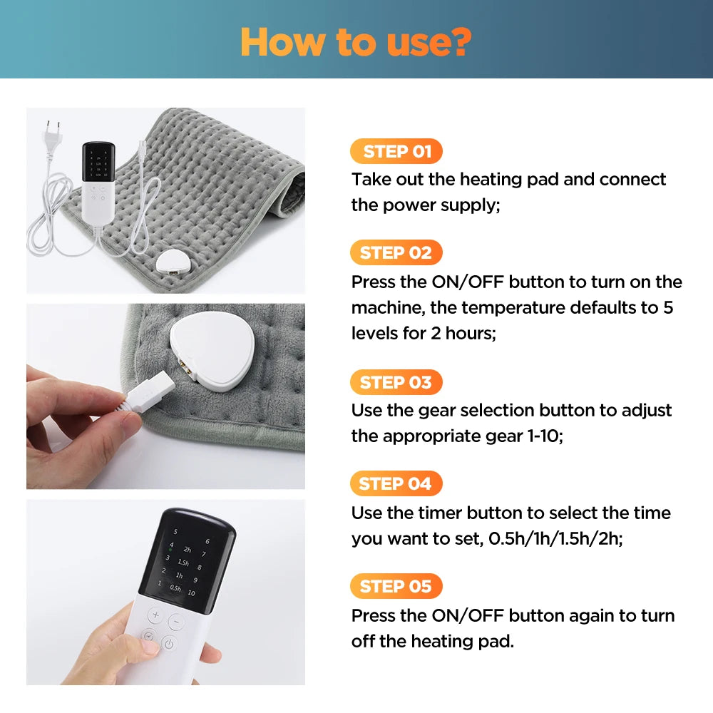 9 Level 4 Mode Timer 30X60cm Electric Heating Pad Blanket Hot Heated Pad for Abdomen Shoulder Knee Legs Winter Warm Washable